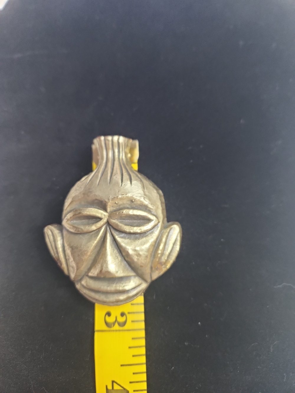 Brass Tribal Face Lapel Pin - Gold Tone